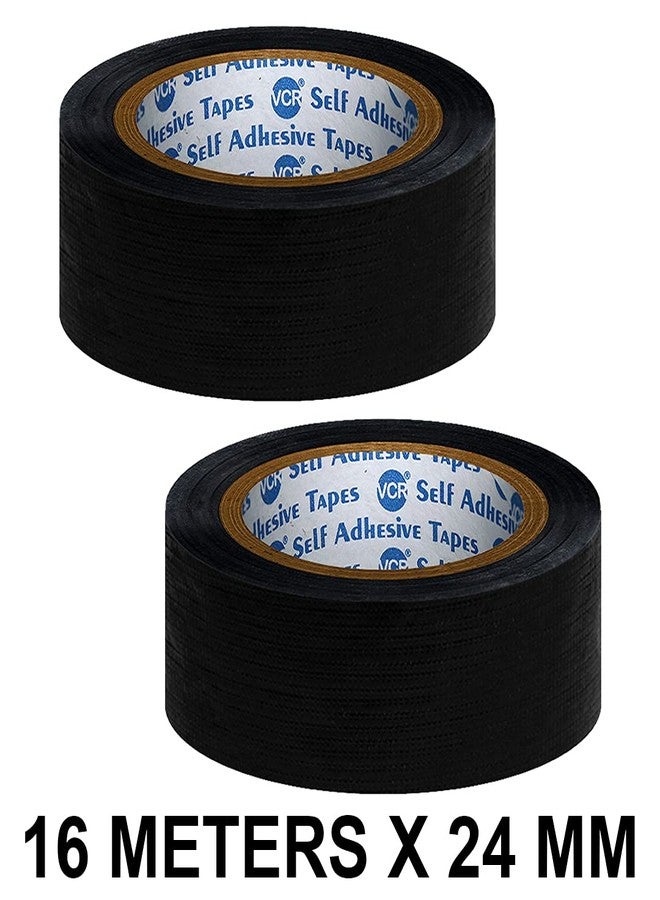 VCR Black Duct Tape - 16 Meters in Length 24mm / 1" Width - 2 Rolls Per Pack - Strong Book Binding Tape - Waterproof Heavy Duty Duct Tape - Image 2